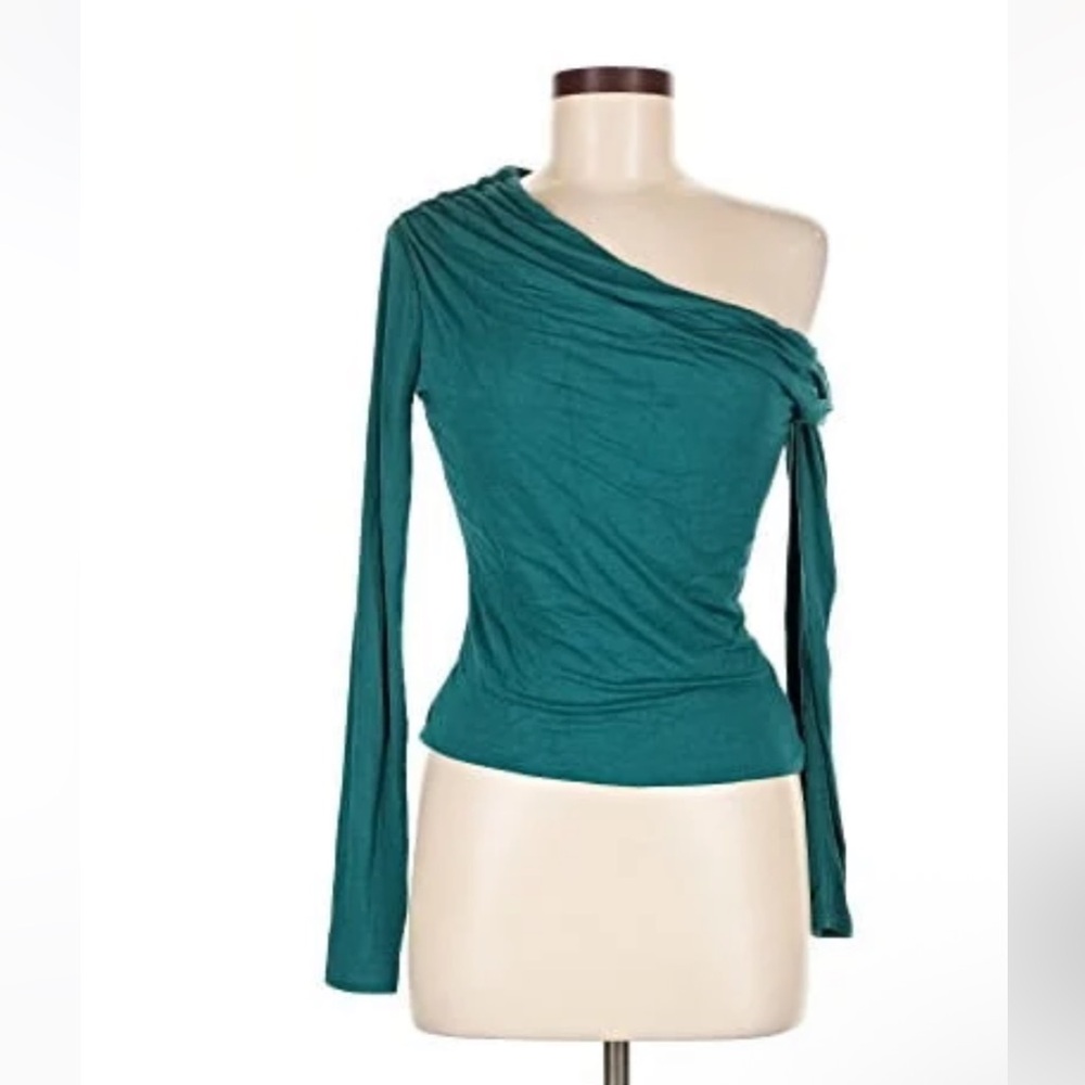 AFRM Teal One-Shoulder Long Sleeve Top